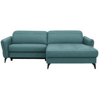 ECKSOFA Flachgewebe Petrol  - Petrol/Schwarz, Design, Textil/Metall (246/175cm) - Celina