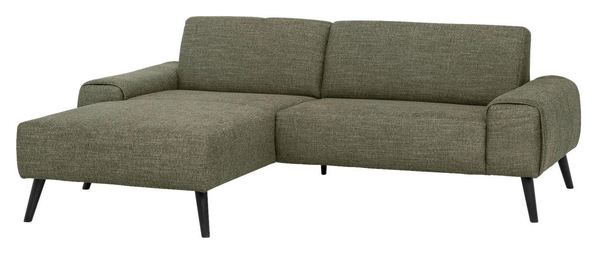 ECKSOFA  in Olivgrün  169/236 cm  - Schwarz/Olivgrün, Design, Holz/Textil (169/236cm) - Livetastic