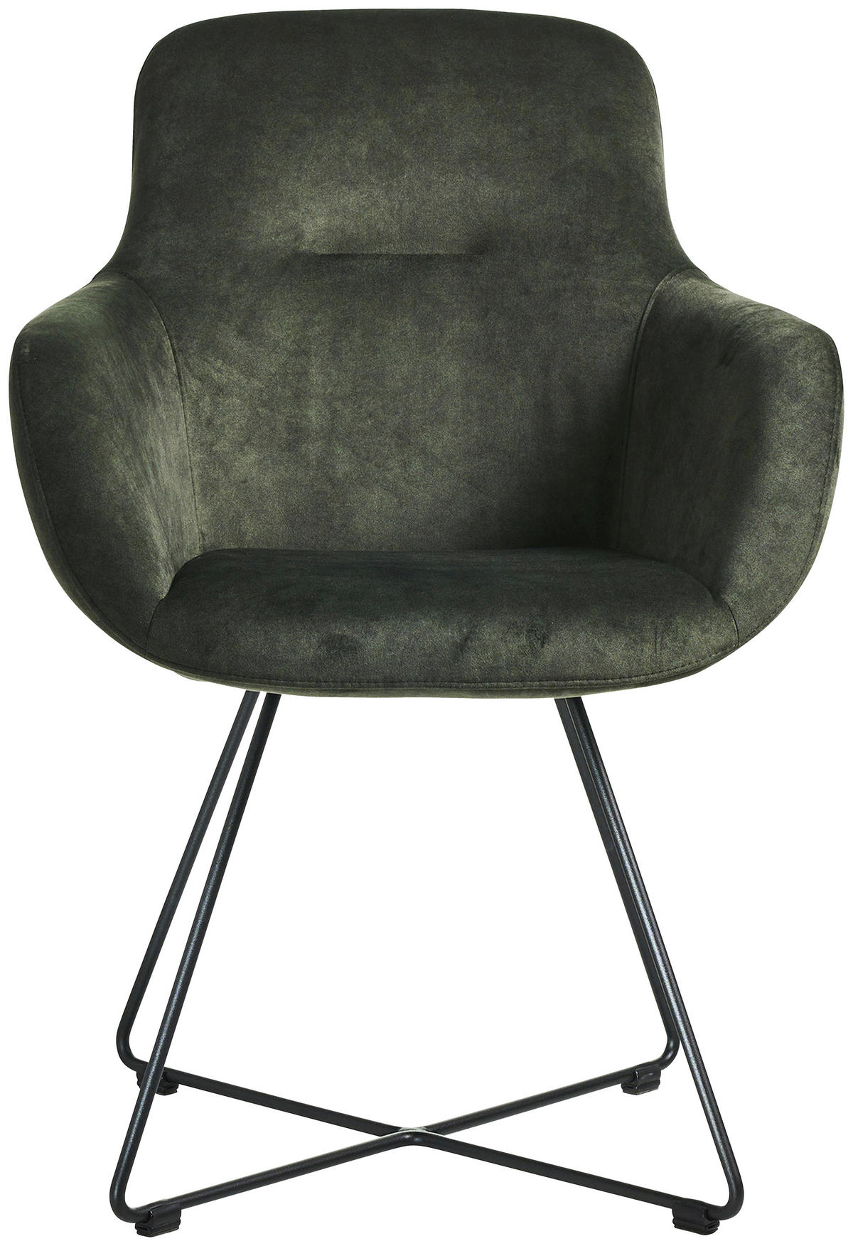 ARMLEHNSTUHL  in Edelstahl Velours  - Waldgrün/Schwarz, Basics, Textil/Metall (62/89/61cm) - Celina Home