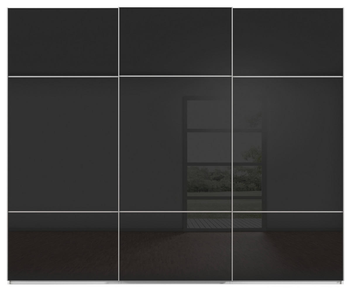 SCHWEBETÜRENSCHRANK 301/223/68 cm 3-türig Schwarz, Weiß  - Alufarben/Schwarz, KONVENTIONELL, Glas/Holzwerkstoff (301/223/68cm) - Novel