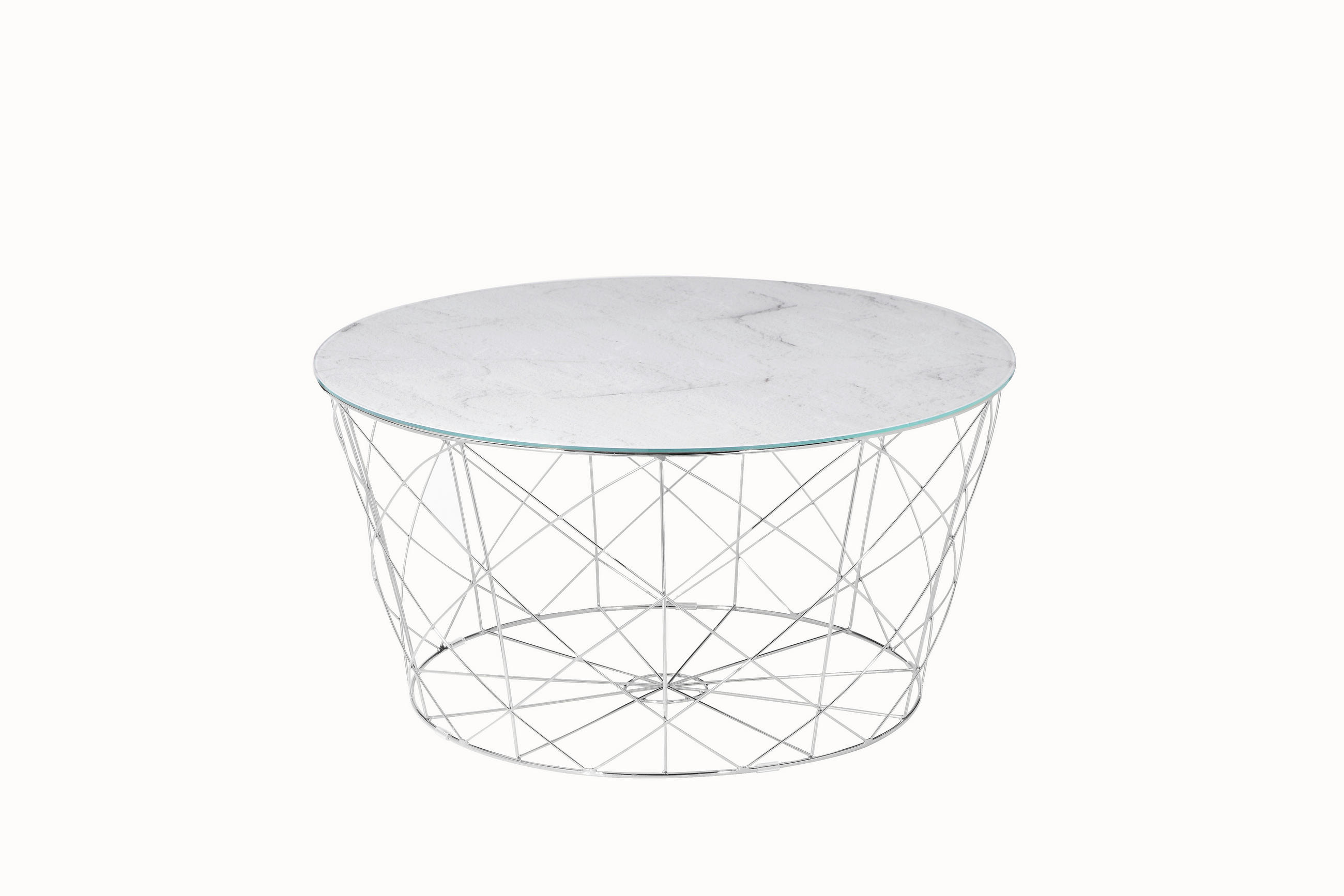 COUCHTISCH Sicherheitsglas 80/80/45 cm rund Weiß, Chromfarben  - Chromfarben/Weiß, Design, Glas/Metall (80/80/45cm) - Livetastic