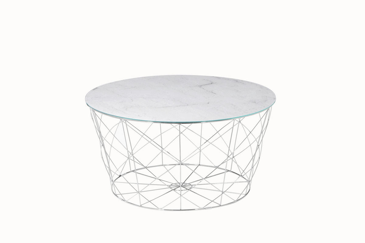 COUCHTISCH in Metall, Glas 80/80/45 cm  - Chromfarben/Weiß, Design, Glas/Metall (80/80/45cm) - Livetastic