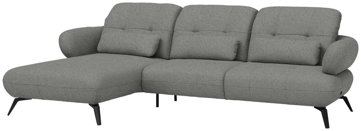 ECKSOFA Chenille Hellgrau  - Hellgrau/Schwarz, Modern, Textil/Metall (180/282cm) - Novel