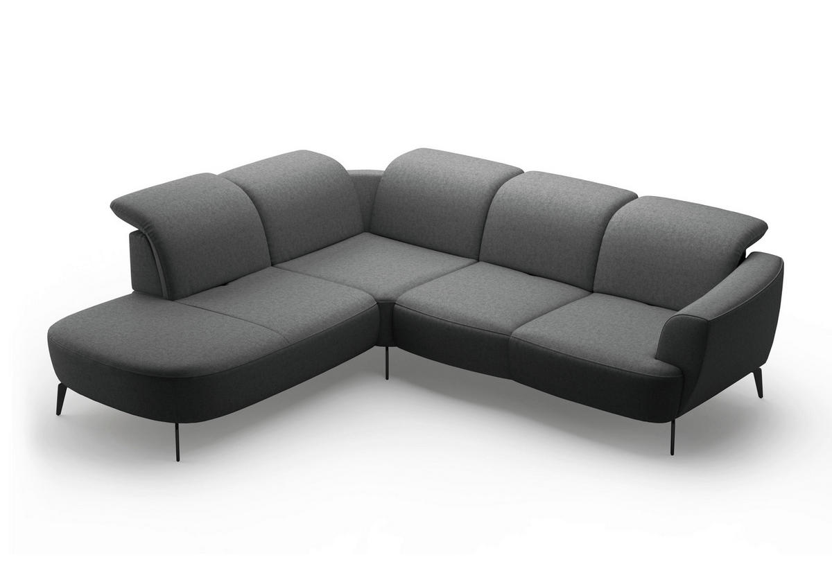 ECKSOFA in Flachgewebe Dunkelgrau  - Dunkelgrau/Schwarz, Konventionell, Textil/Metall (267/300cm) - Sit & More