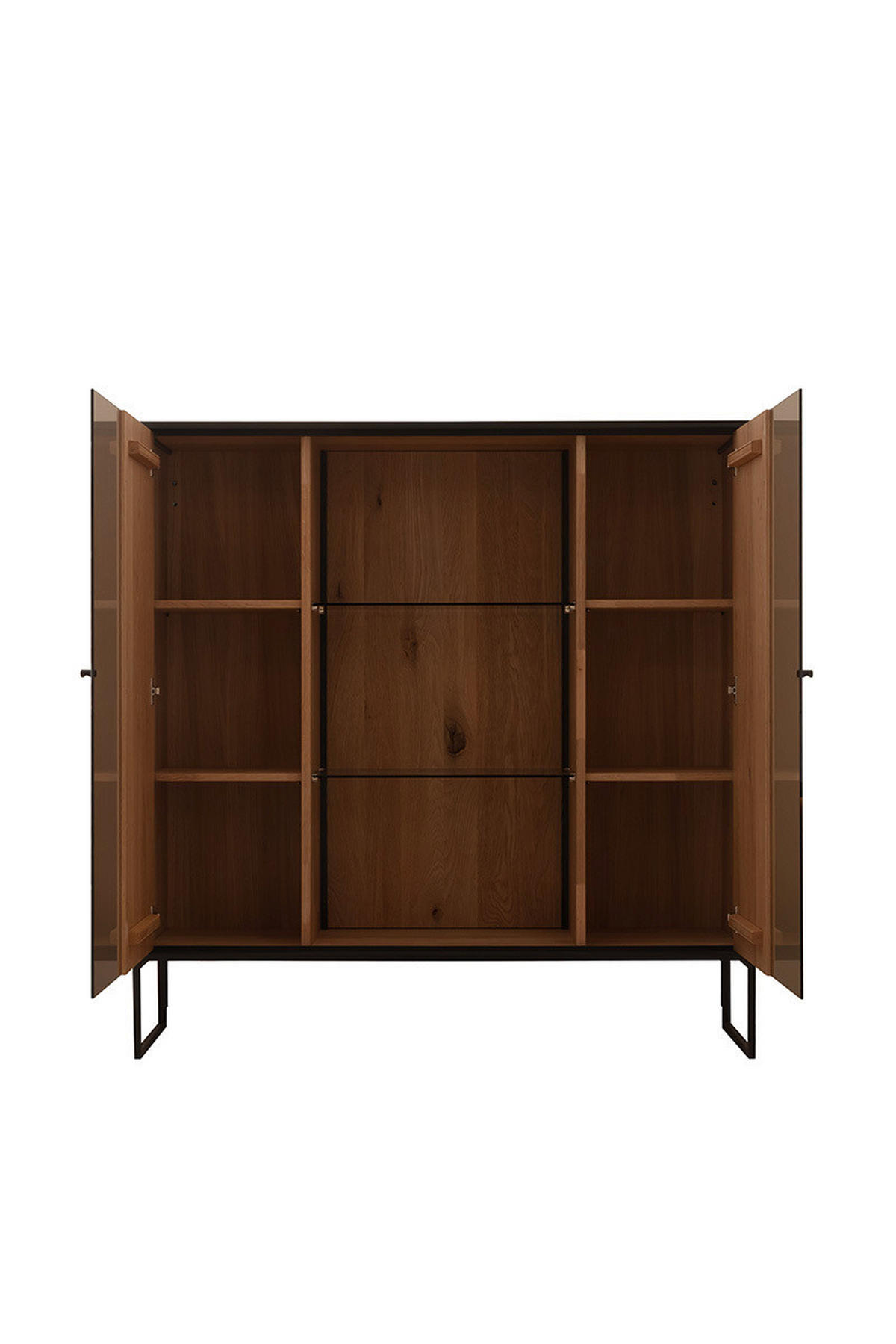 HIGHBOARD  in 135/136/42 cm  - Eichefarben/Anthrazit, Design, Glas/Holz (135/136/42cm) - Schöner Wohnen