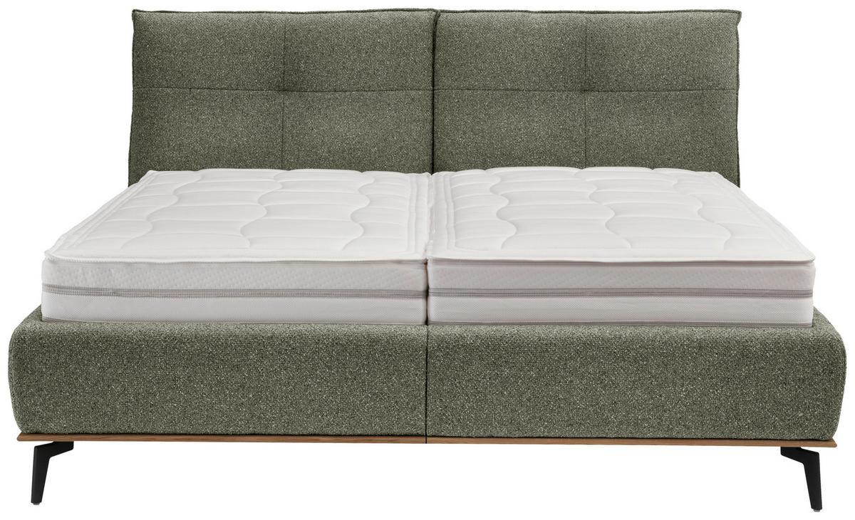 POLSTERBETT gepolstertes Kopfteil, Bettkasten, Lattenroste, Matratzen Olivgrün 180/200 cm  - Creme/Schwarz, Design, Holz/Holzwerkstoff (180/200cm) - Beldomo - Sleep