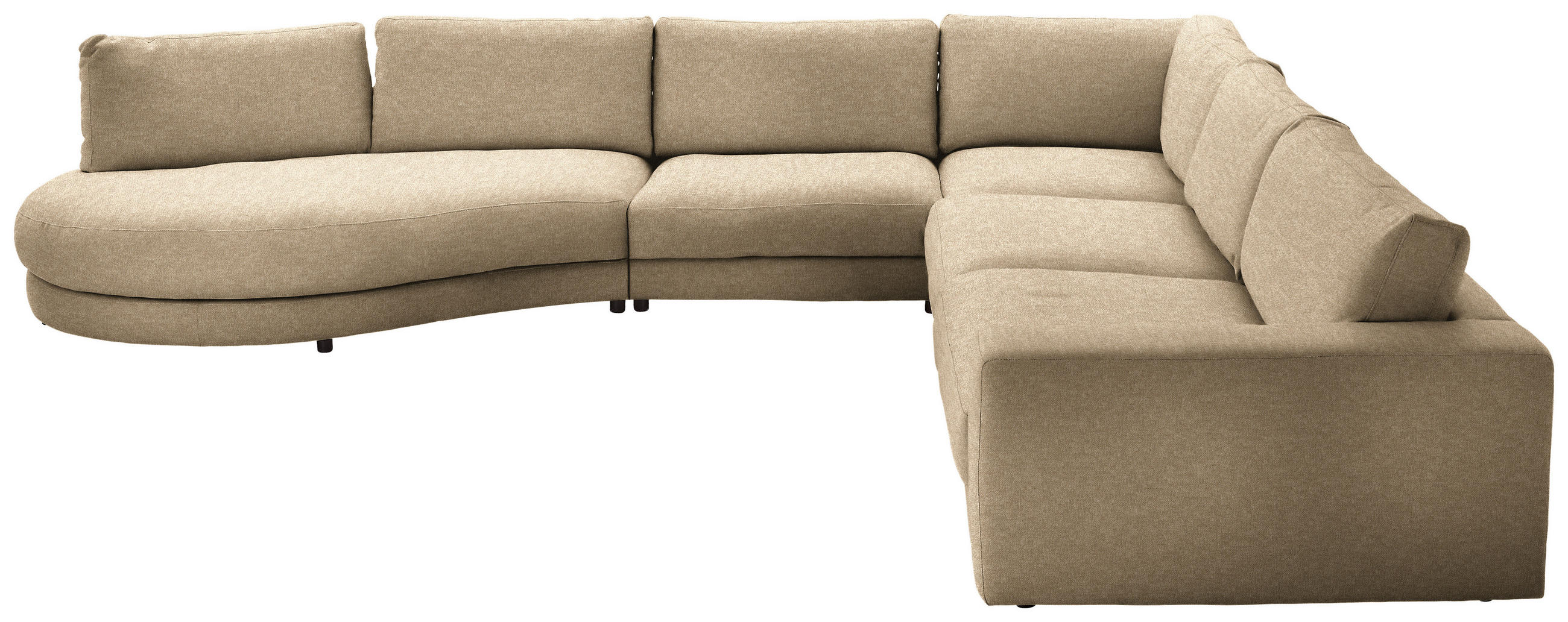 ECKSOFA in Flachgewebe Sandfarben  - Sandfarben/Schwarz, Design, Kunststoff/Textil (425/365cm) - Lomoco