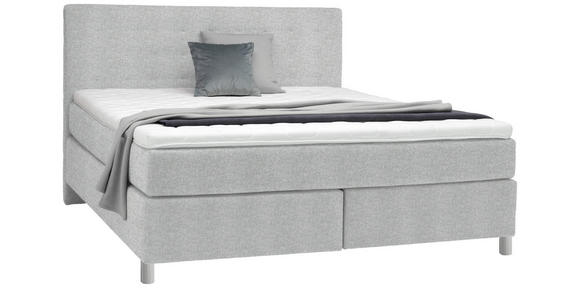 BOXSPRINGBETT 180/200 cm in Hellgrau - Chromfarben/Hellgrau, KONVENTIONELL, Kunststoff/Textil (180/200cm) - Voleo