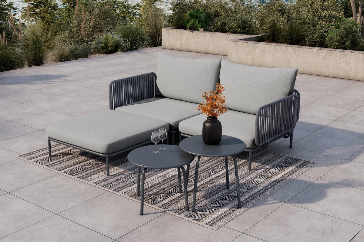 LOUNGEGARNITUR 173,5/186 cm Stahl  - Anthrazit/Grau, Basics, Textil/Metall (173,5/186cm) - Ambia Garden