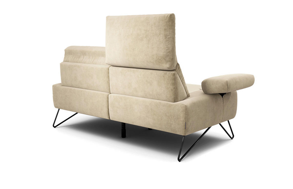2-SITZER-SOFA Samt Naturfarben  - Schwarz/Naturfarben, Design, Textil/Metall (164-194/85/86-94cm) - SENSOO
