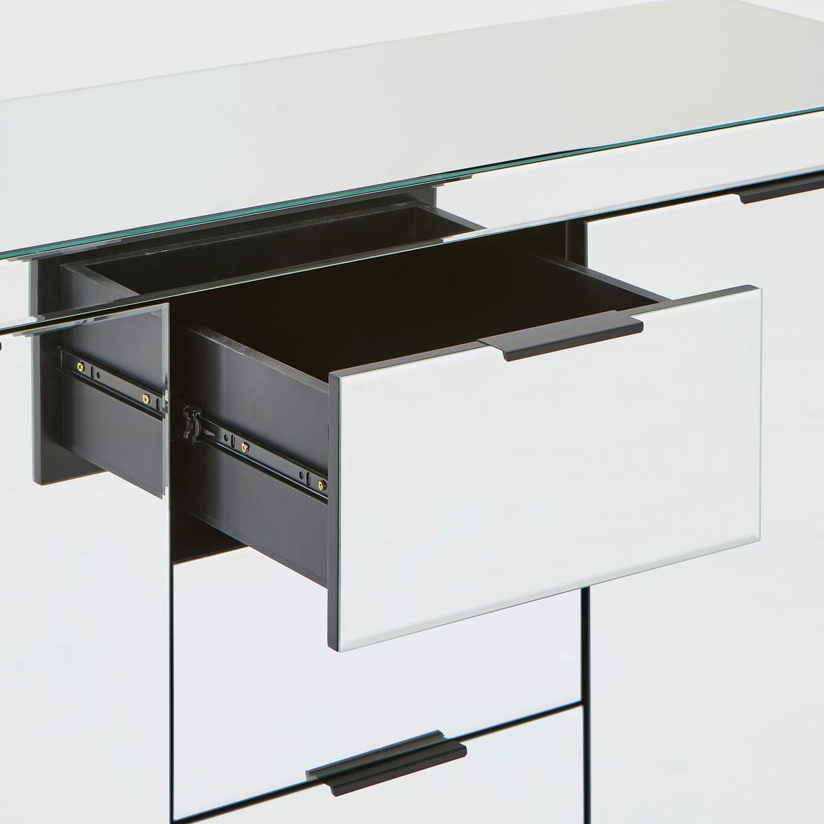 Sideboard BUX Spiegel  in 130/83/41 cm  - Klar/Schwarz, Design, Glas/Holzwerkstoff (130/83/41cm) - MID.YOU