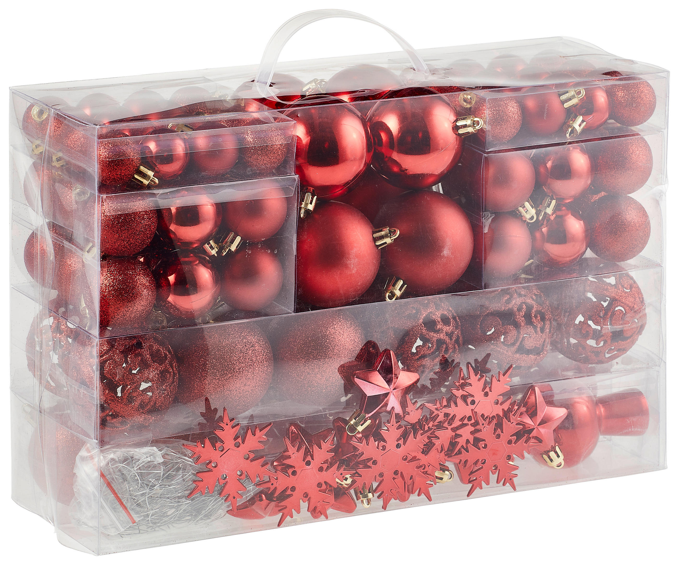 CHRISTBAUMKUGEL-SET - Rot, Trend, Kunststoff (36/23/12cm) - X-Mas