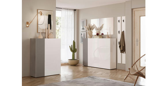 SCHUHSCHRANK  in 145/113/34 cm  - Schwarz/Weiß, Design, Glas/Holzwerkstoff (145/113/34cm) - Voleo