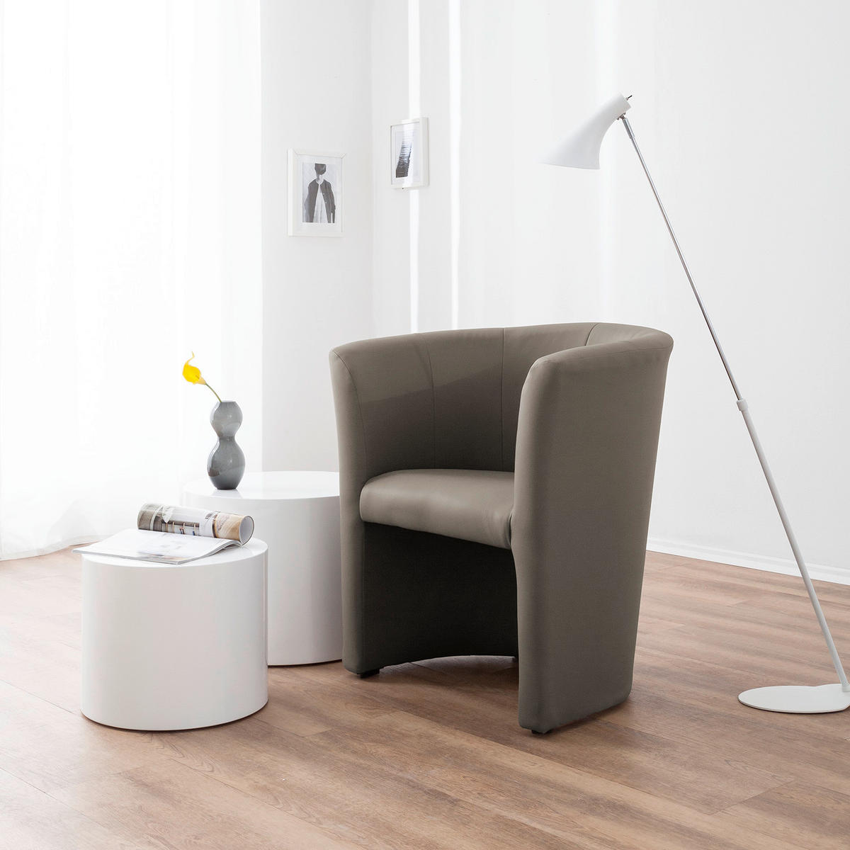 COCKTAILSESSEL Lederlook Hellbraun  - Hellbraun/Schwarz, Design, Kunststoff/Textil (66/75/56cm) - Livetastic