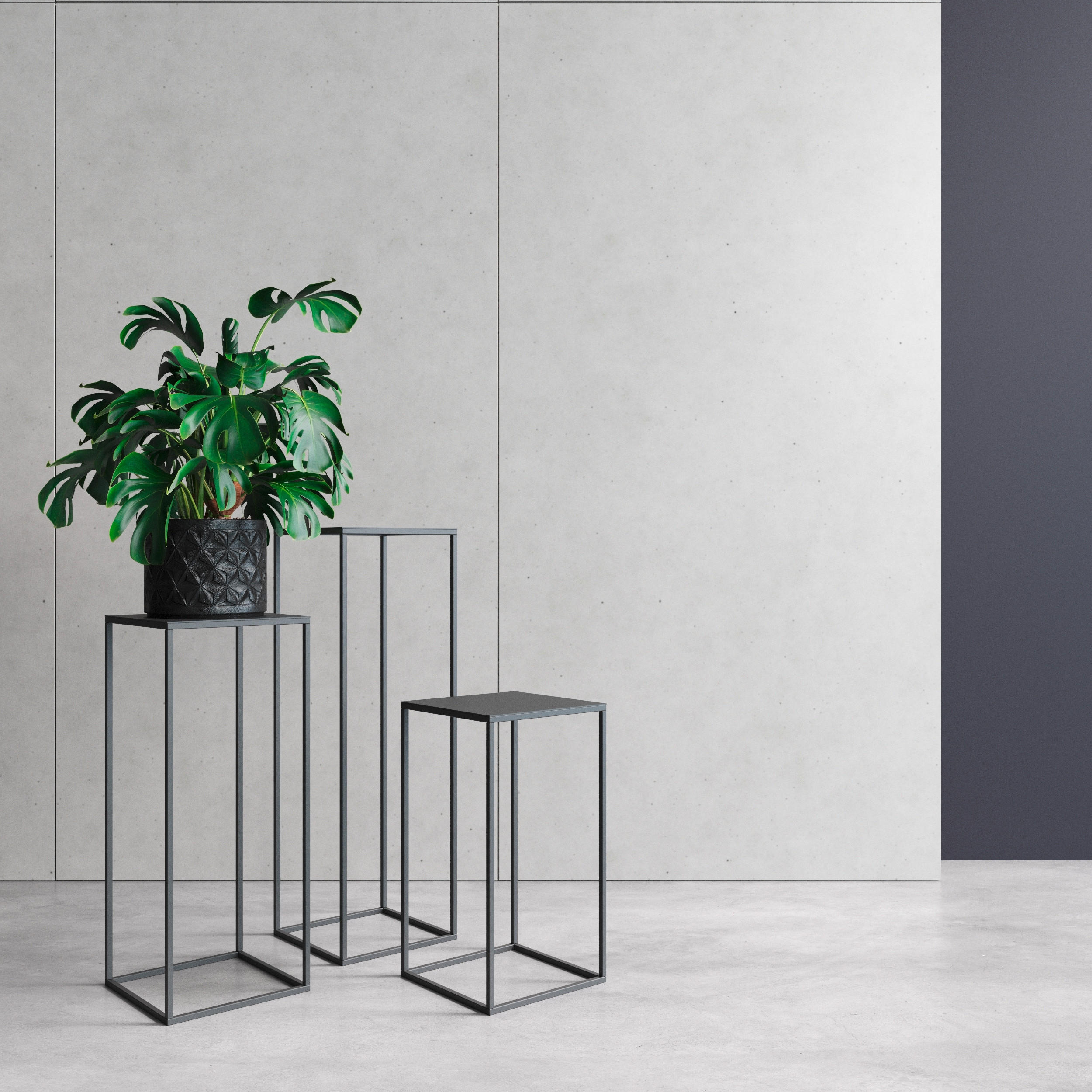 BLUMENSTÄNDER Metall  - Schwarz, Basics, Metall (25/47/25cm)