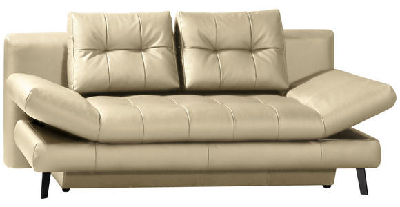 SCHLAFSOFA in Echtleder Schlammfarben  - Schlammfarben/Schwarz, Design, Leder/Metall (209/94/94cm) - Novel