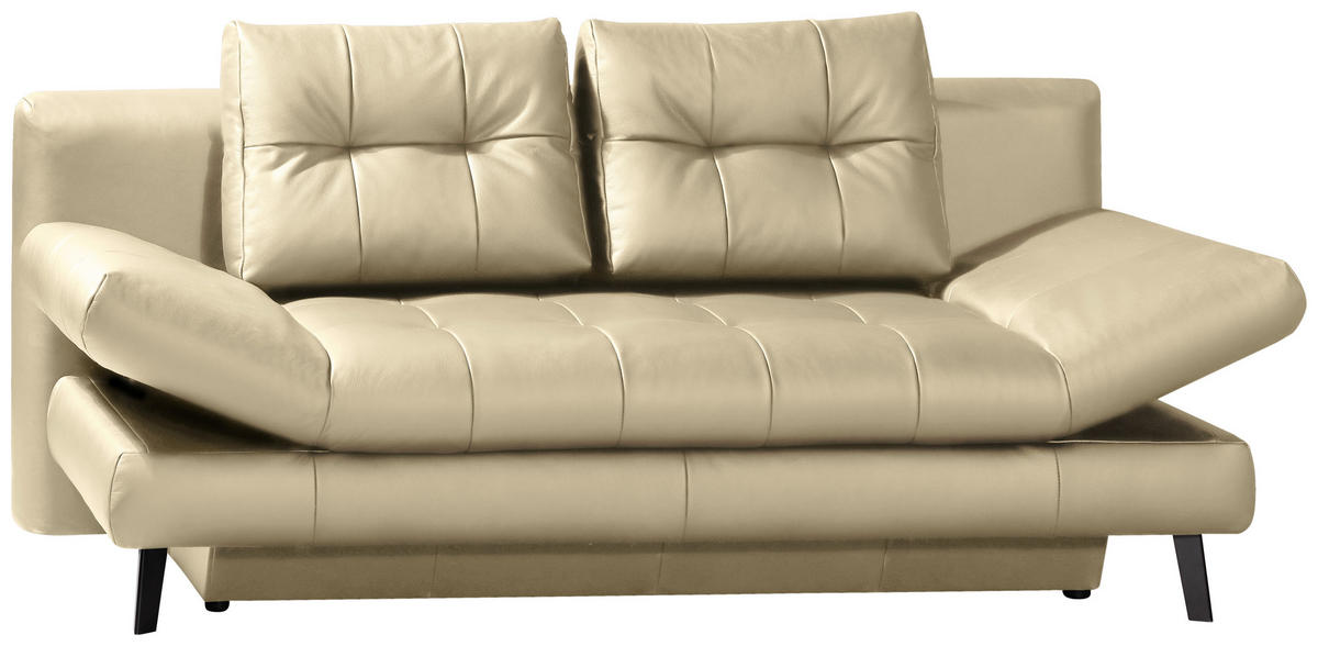 SCHLAFSOFA in Echtleder Schlammfarben  - Schlammfarben/Schwarz, Design, Leder/Metall (209/94/94cm) - Novel