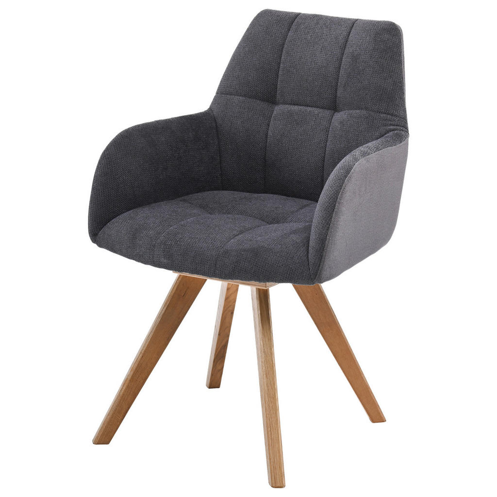 Armlehnstuhl Elke Anthrazit Eiche Massiv, Drehbar. B: 61cm