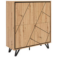 ŠIROKÁ KOMODA, černá, barvy dubu, 110/125/40 cm - barvy dubu/černá, Lifestyle, kov/kompozitní dřevo (110/125/40cm) - MID.YOU