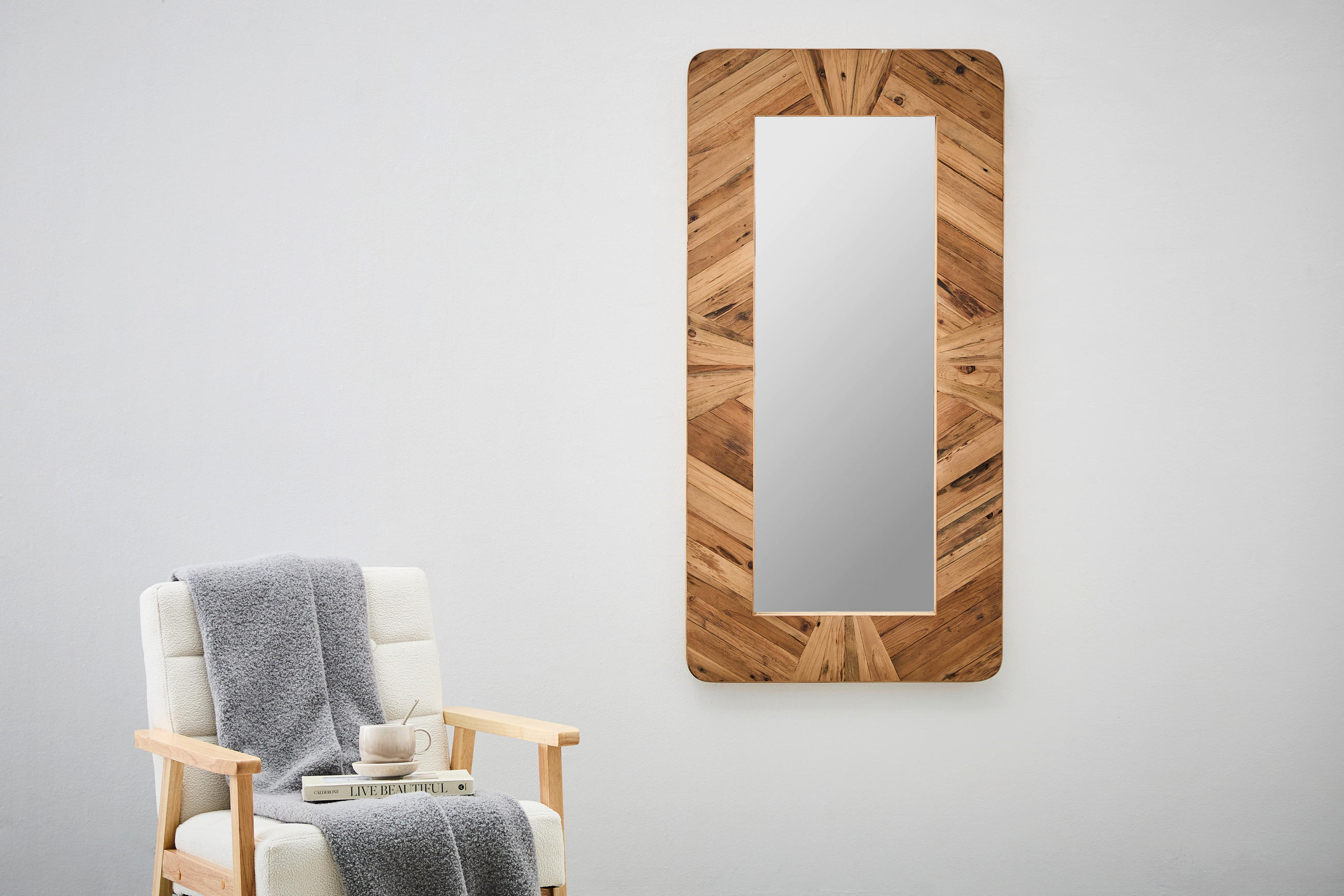 WANDSPIEGEL 61/121,5/4 cm  - Naturfarben, Lifestyle, Glas/Holz (61/121,5/4cm) - Landscape