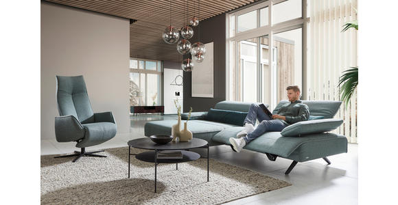 ECKSOFA Petrol Flachgewebe  - Anthrazit/Petrol, Design, Textil (164/280cm) - Ambiente