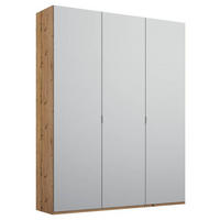 DREHTÜRENSCHRANK in Grau, Eichefarben  - Eichefarben/Alufarben, Trend, Holzwerkstoff/Metall (151/223/60cm) - Stylife