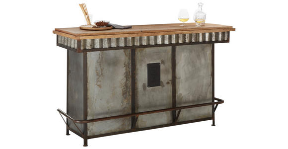 BAR Mangoholz Hartholz Anthrazit, Grau - Anthrazit/Grau, Trend, Holz/Metall (168/103/55cm) - Landscape