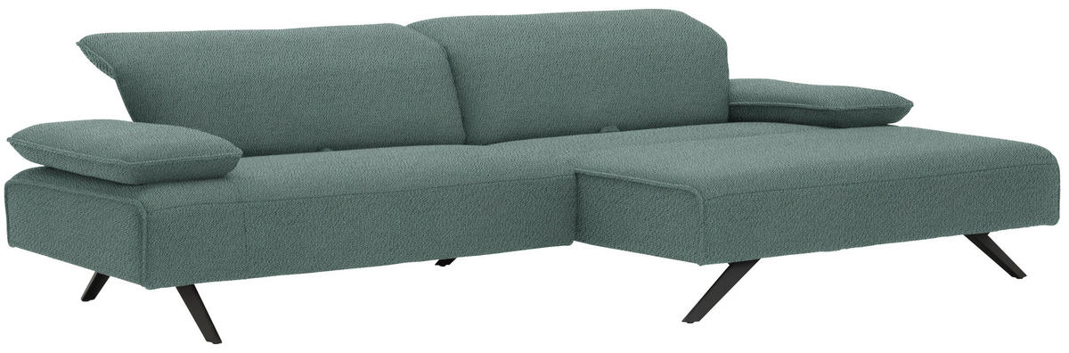 ECKSOFA in Flachgewebe Türkis  - Türkis/Anthrazit, Design, Textil/Metall (280/165cm) - Johann Jakob