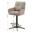 BARHOCKER Leinenoptik Schwarz, Taupe Eisen Stoffauswahl, Sitzfläche 360° drehbar  - Taupe/Schwarz, Design, Textil/Metall (58/103-123/61cm) - Novel