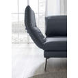 RÉCAMIERE in Echtleder Dunkelblau, Blaugrau  - Chromfarben/Blaugrau, Design, Leder/Metall (209/85-109/95-16cm) - Dieter Knoll