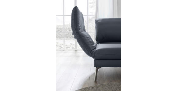 RÉCAMIERE in Echtleder Dunkelblau, Blaugrau - Chromfarben/Blaugrau, Design, Leder/Metall (209/85-109/95-16cm) - Dieter Knoll