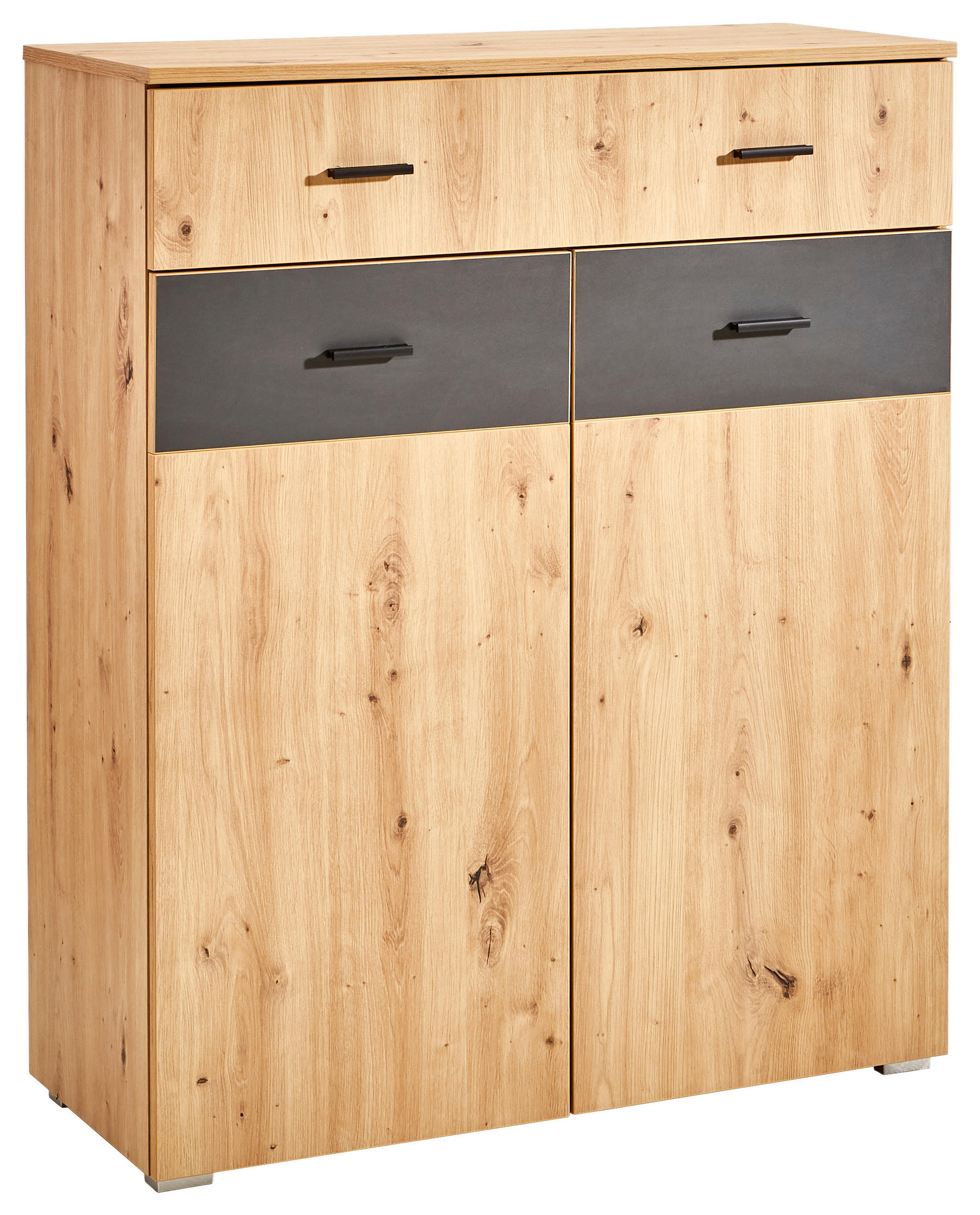 SCHUHSCHRANK Anthrazit, Eiche Artisan  - Anthrazit/Silberfarben, KONVENTIONELL, Holzwerkstoff/Kunststoff (90/109,9/38cm) - Carryhome