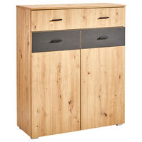 SCHUHSCHRANK Anthrazit, Eiche Artisan  - Anthrazit/Silberfarben, KONVENTIONELL, Holzwerkstoff/Kunststoff (90/109,9/38cm) - Carryhome