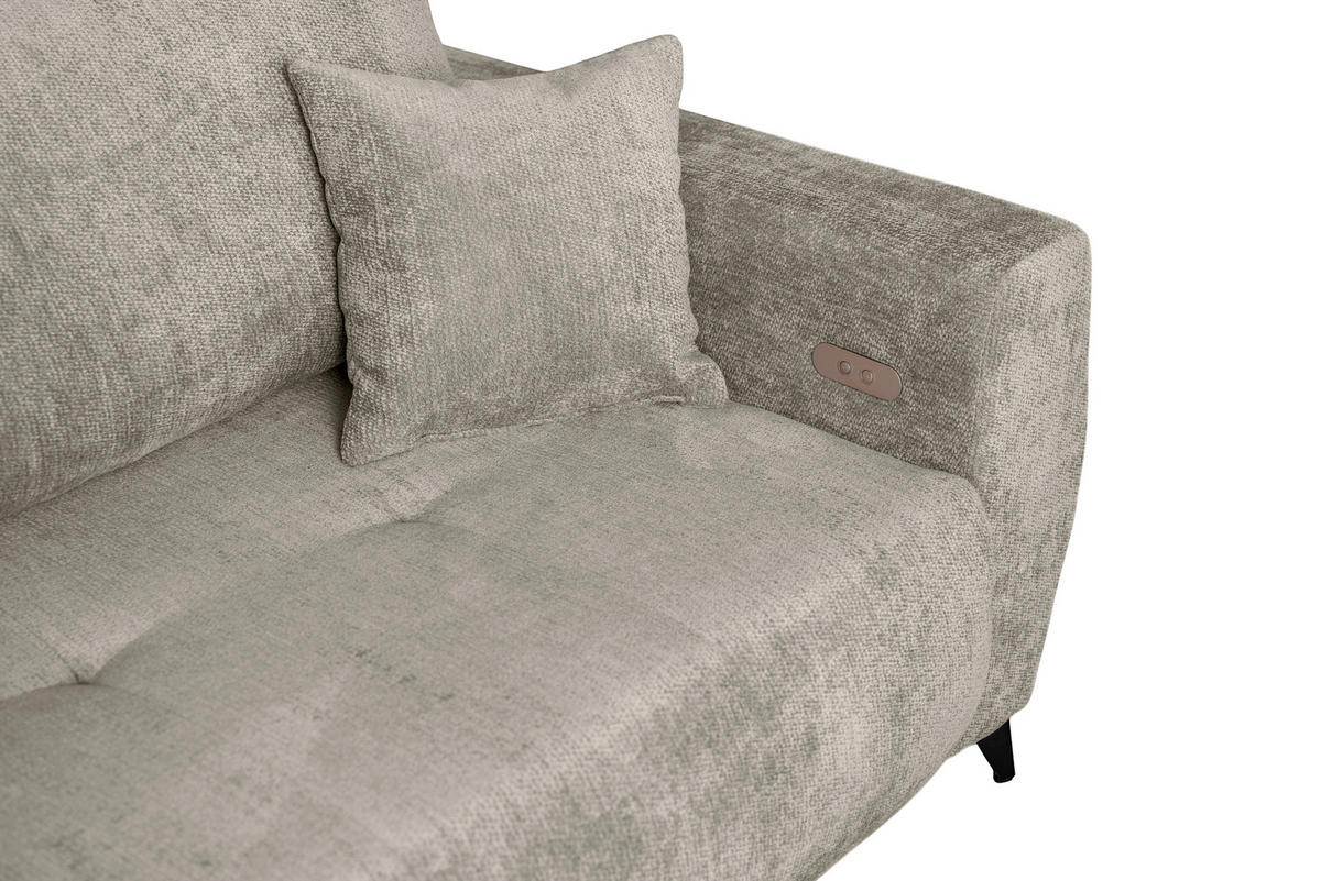 ECKSOFA BELARO Taupe Chenille  - Taupe/Schwarz, Design, Textil/Metall (177/246cm) - P & B
