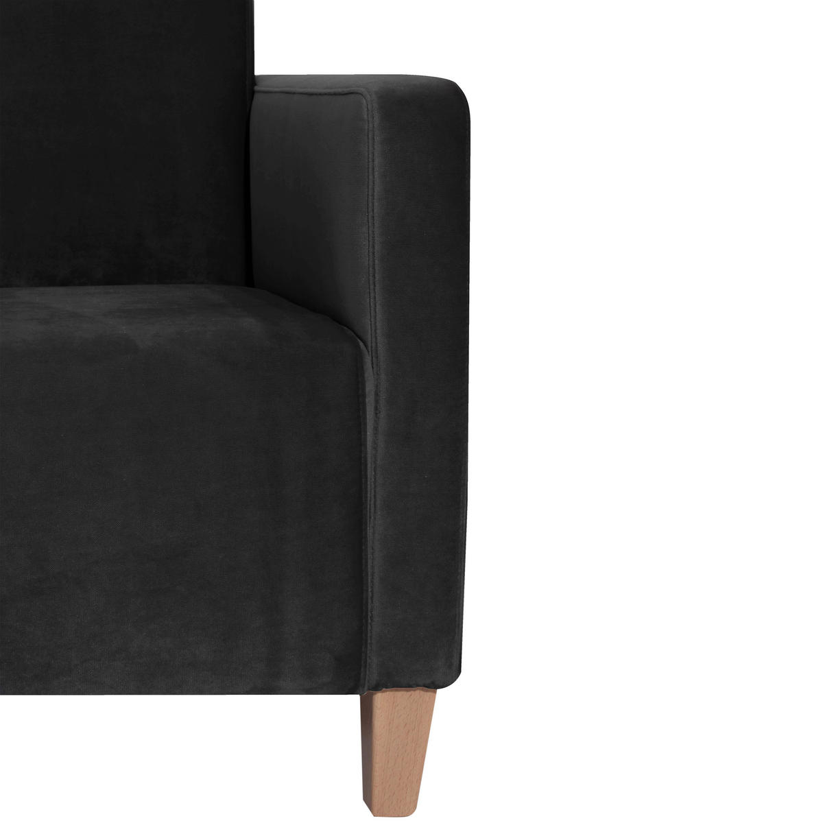 SESSEL Samt, Velours Schwarz    - Schwarz/Naturfarben, Design, Holz/Textil (71/81/70cm) - Max Winzer