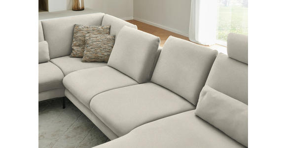 WOHNLANDSCHAFT  in Chenille, Flachgewebe Naturfarben  - Schwarz/Naturfarben, Design, Textil/Metall (208/344/180cm) - Dieter Knoll