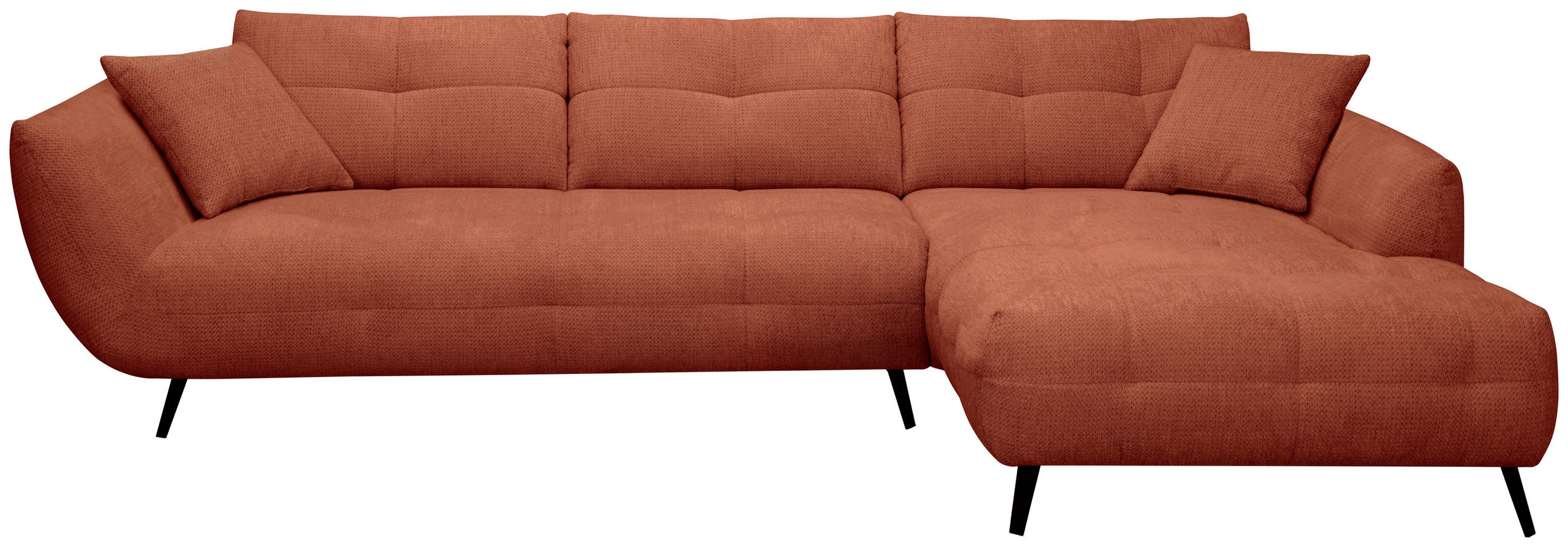 ECKSOFA Rostfarben Chenille Armlehnenkissen, Rücken echt, Sitztiefenverstellung  - Rostfarben/Schwarz, KONVENTIONELL, Textil/Metall (320/215cm) - Hom`in