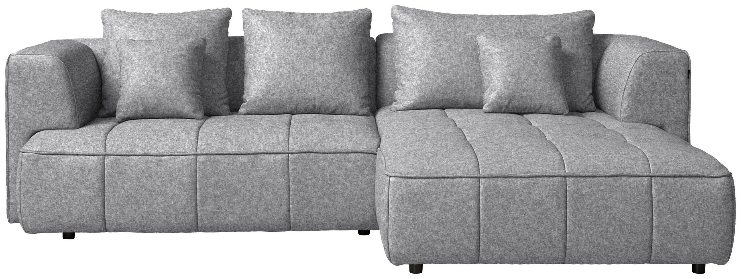 ECKSOFA Webstoff Hellgrau  - Hellgrau/Schwarz, Design, Kunststoff/Textil (288/188cm) - Welnova