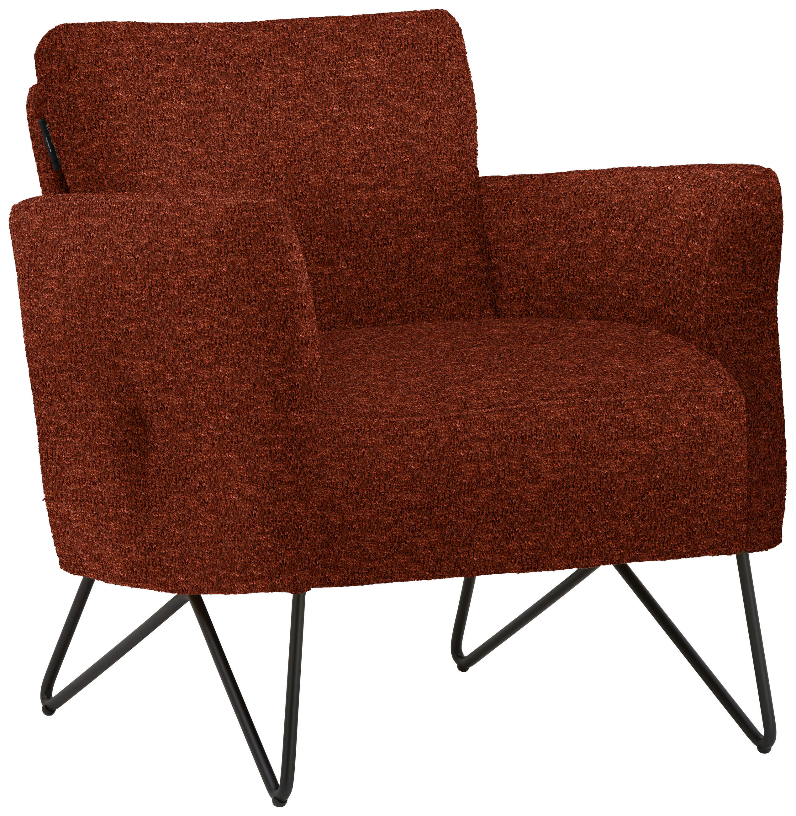 SESSEL in Chenille, Mikrofaser Rostfarben  - Rostfarben/Schwarz, Design, Textil/Metall (68/78/76cm) - Johann Jakob