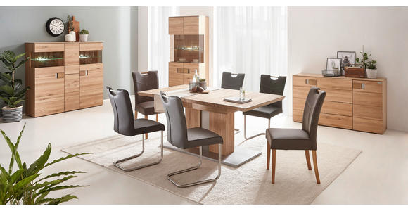 VITRINE Eiche furniert, massiv Eichefarben - Eichefarben, KONVENTIONELL, Glas/Holz (90/201,4/38cm) - Cantus