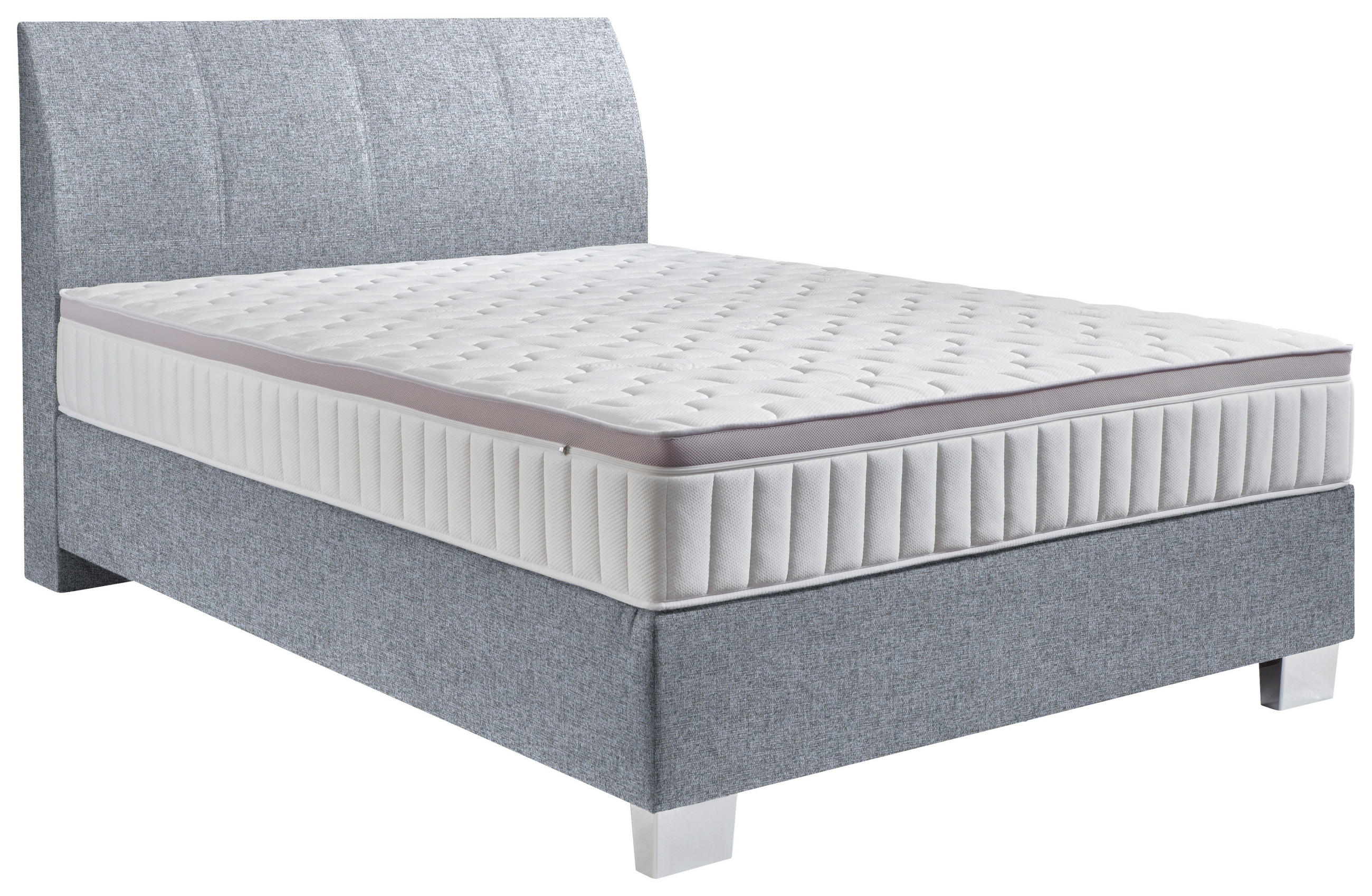 BOXSPRINGBETT 140/200 cm  in Grau  - Chromfarben/Grau, Konventionell, Kunststoff/Textil (140/200cm) - Hom`in