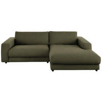 ECKSOFA in Flachgewebe Olivgrün  - Schwarz/Olivgrün, Design, Kunststoff/Textil (270/190cm) - Lomoco
