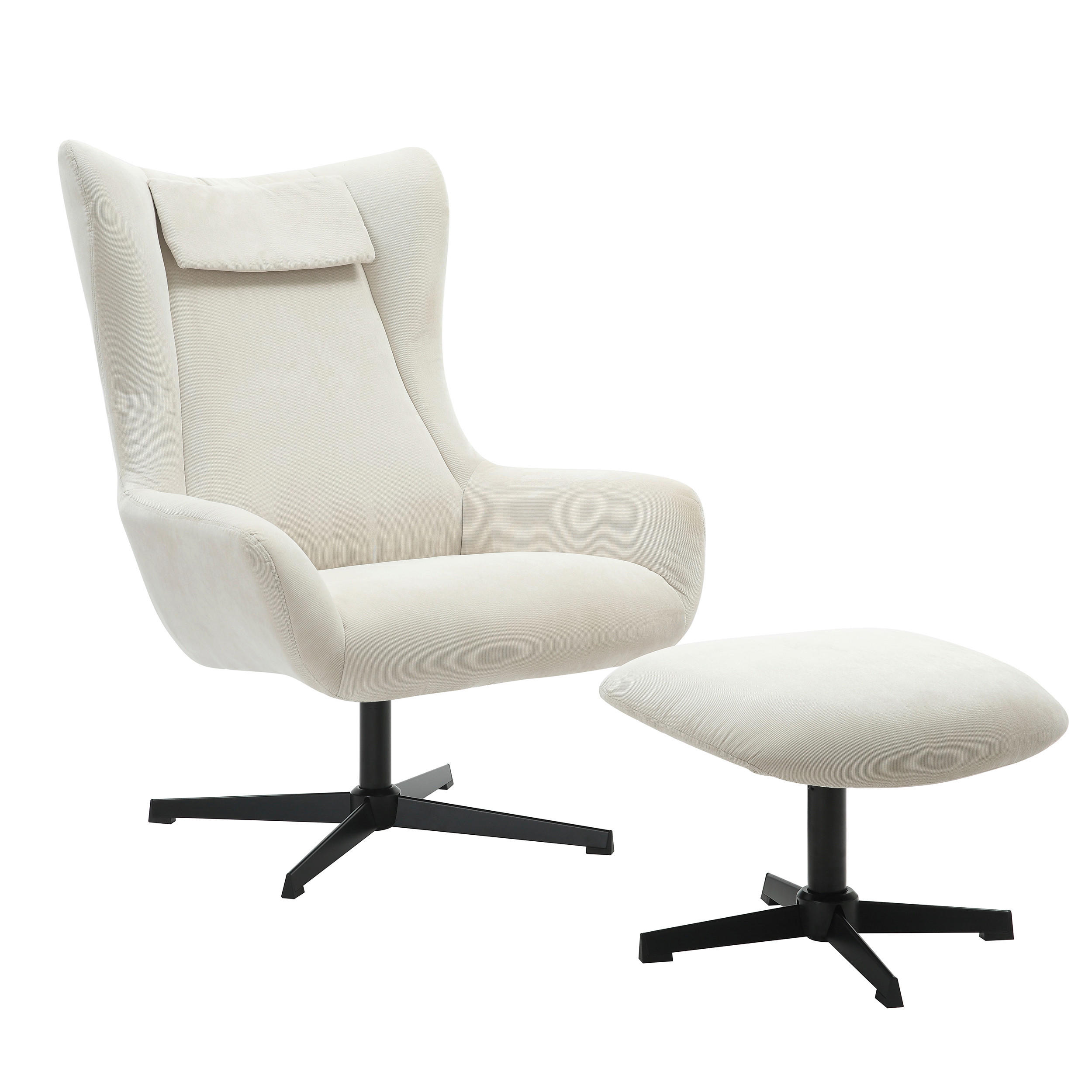 SESSELSET in Cord Beige  - Beige/Schwarz, MODERN, Textil/Metall (82/106/85cm) - Livetastic