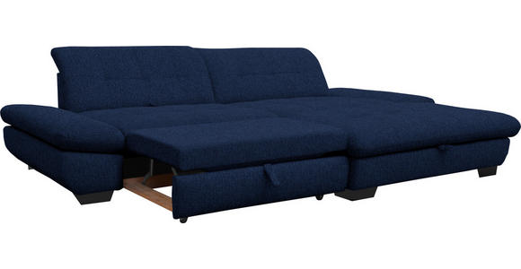 ECKSOFA in Mikrofaser Blau  - Blau/Schwarz, Design, Textil/Metall (290/198cm) - Xora