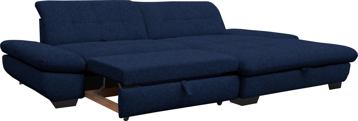 ECKSOFA in Mikrofaser Blau  - Blau/Schwarz, Design, Textil/Metall (290/198cm) - Xora