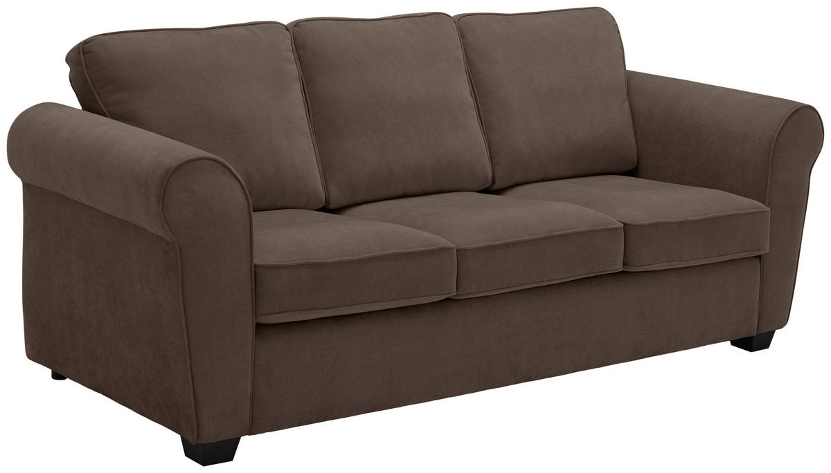 3-SITZER-SOFA  in Chenille Braun  - Schwarz/Braun, KONVENTIONELL, Kunststoff/Textil (226/88/86cm) - Carryhome