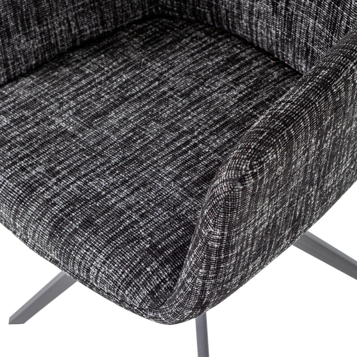 ARMLEHNSTUHL  Sitzfläche 360° drehbar Webstoff  Schwarz  - Schwarz, MODERN, Textil/Metall (61/88/63cm) - Livetastic