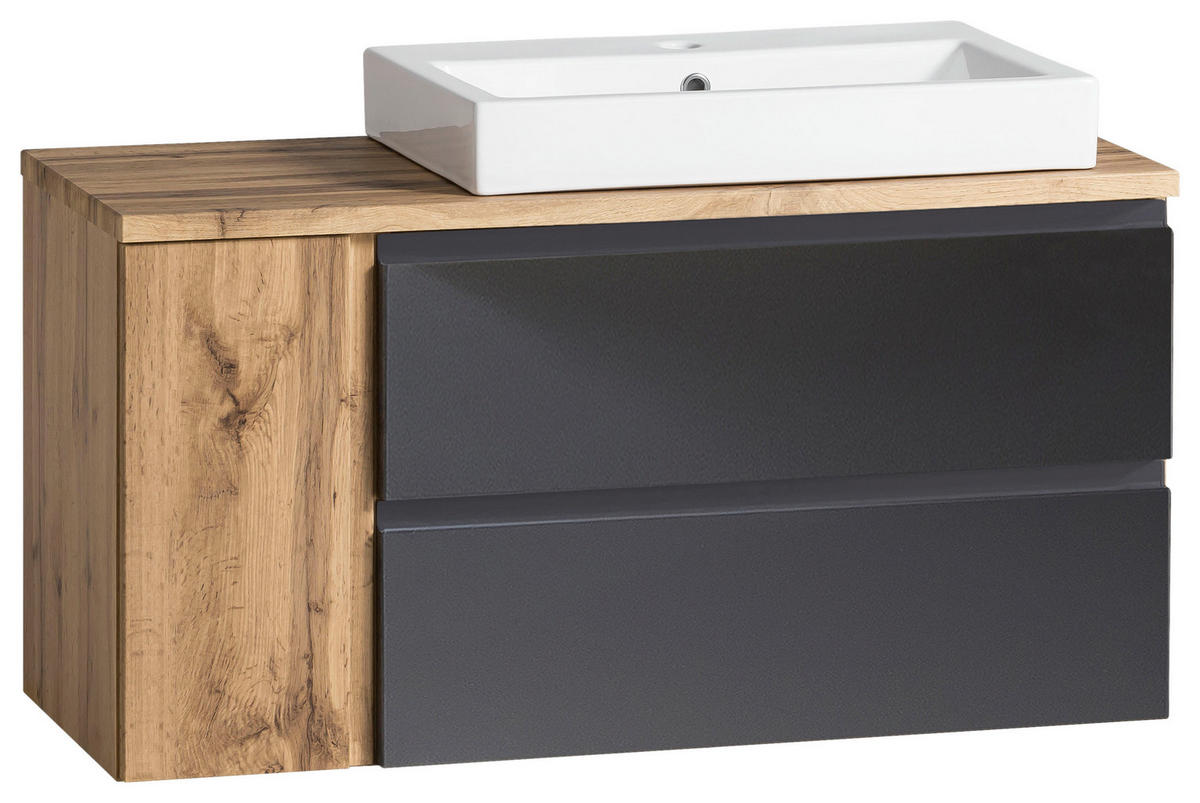 WASCHTISCHKOMBI 105 cm  - Eiche Wotan/Weiß, MODERN, Keramik/Holzwerkstoff (105cm) - Held