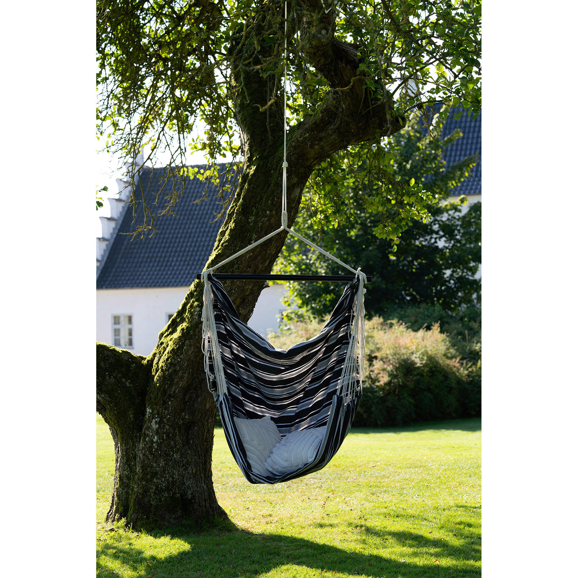 HÄNGEMATTE 130/185/100 cm  - Schwarz/Weiß, MODERN, Holz/Kunststoff (130/185/100cm) - MID.YOU