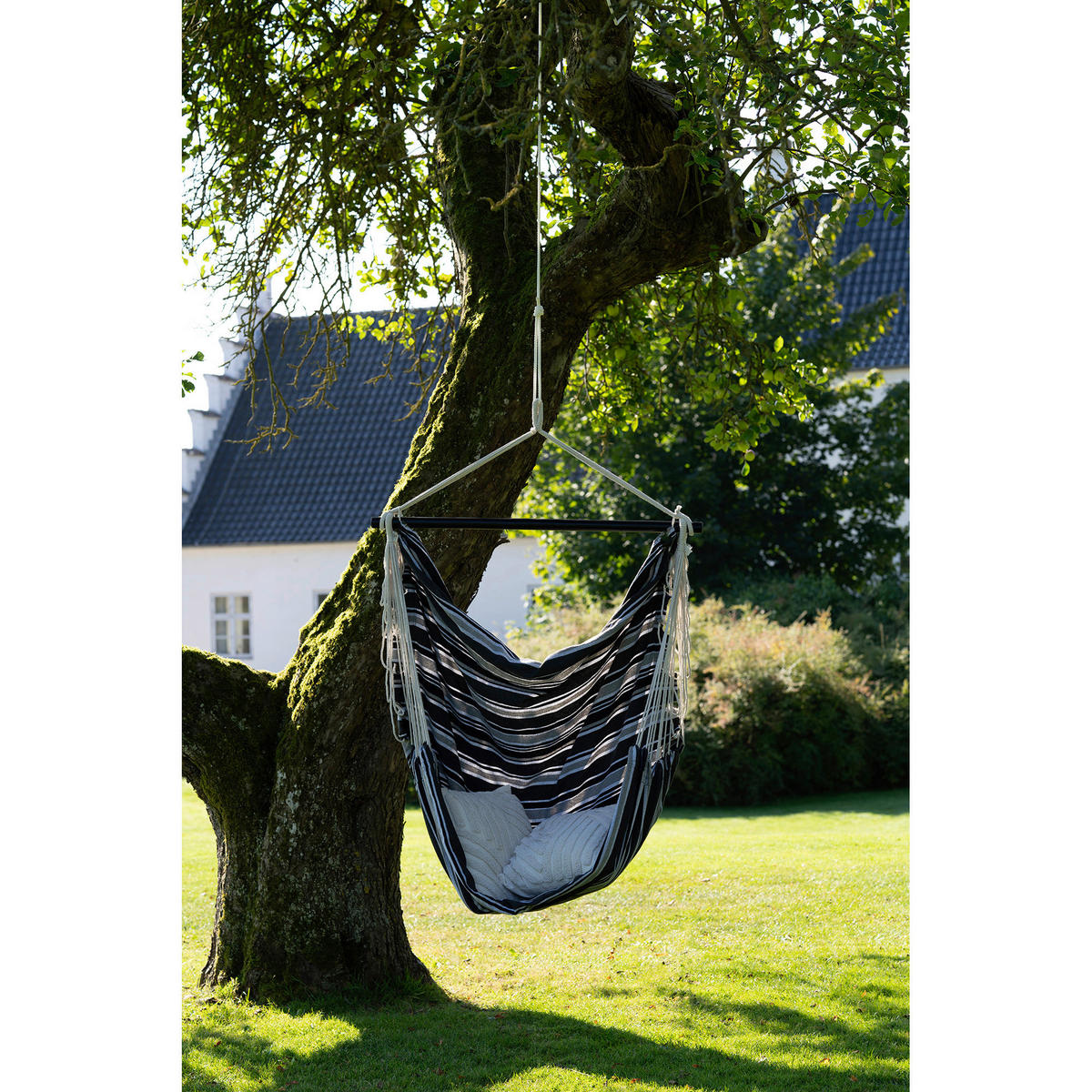 HÄNGEMATTE  - Schwarz/Weiß, MODERN, Holz/Kunststoff (130/185/100cm) - MID.YOU